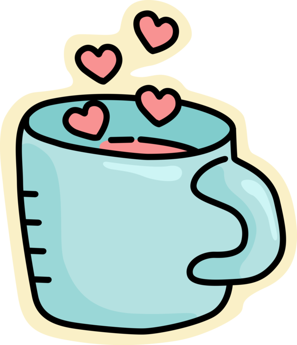 Vector Illustration of Valentine's Day Sentimental Coffee with Hearts Expression of Affection