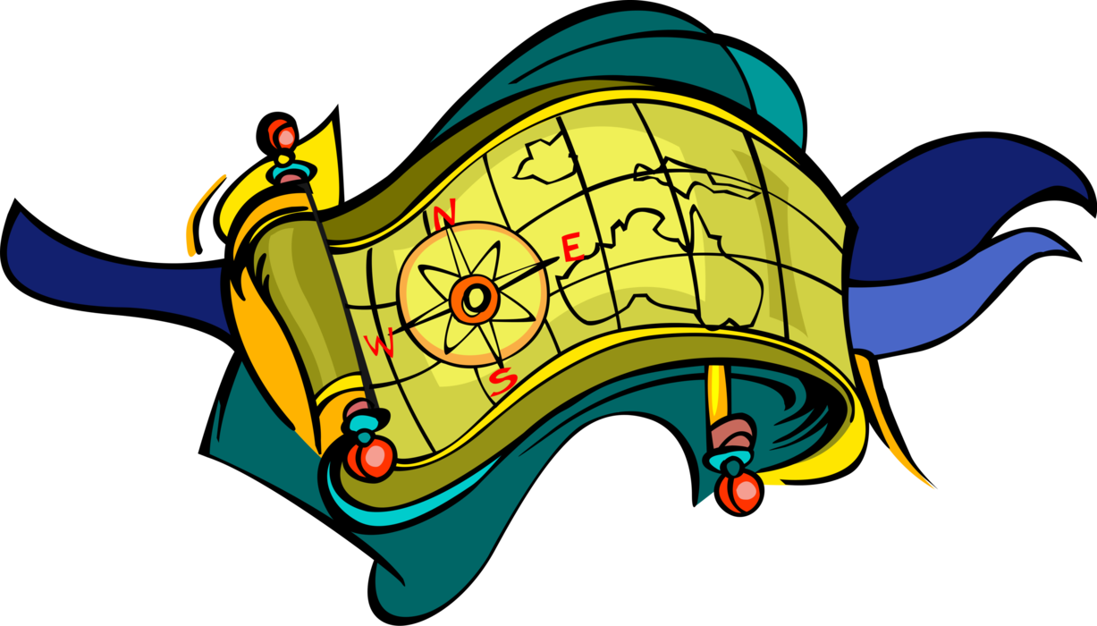Vector Illustration of Seafaring Maritime Navigational Map or Chart