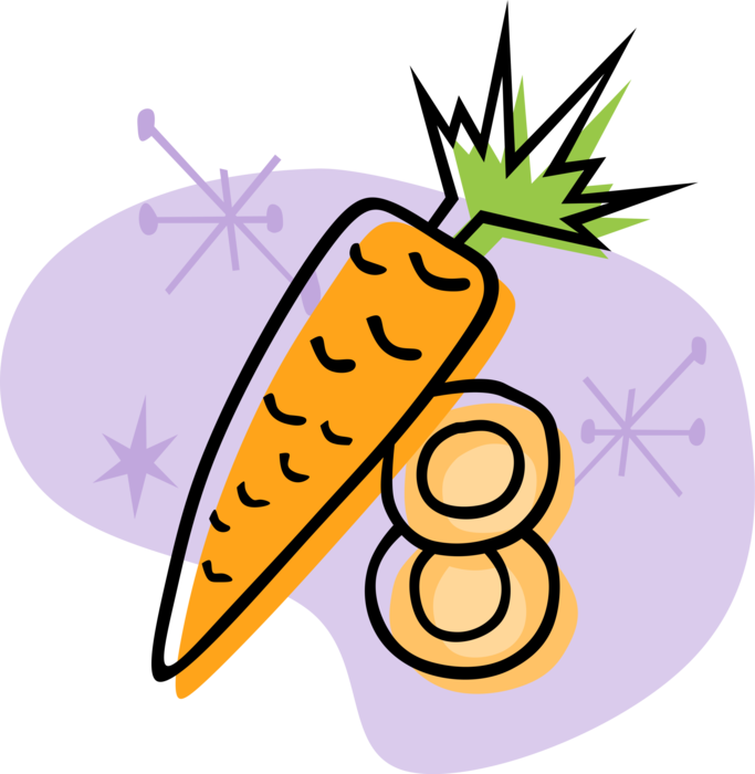 Vector Illustration of Garden Root Vegetable Carrot Contains Carotenoids for Vision and Eye Health