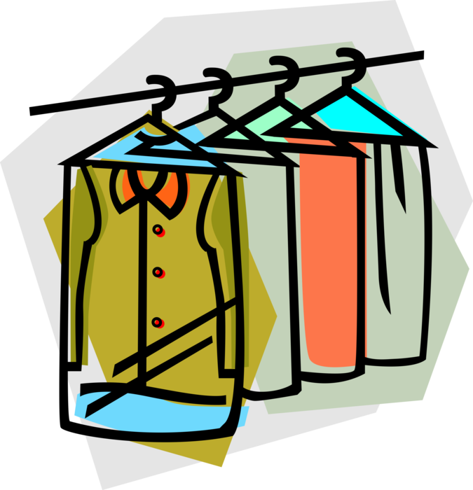 Vector Illustration of Dry Cleaning Service with Cleaned Garment Clothing
