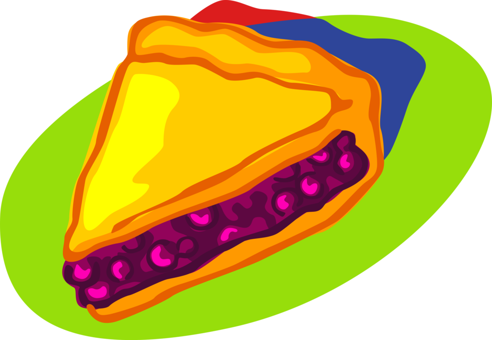 Vector Illustration of Homemade Baled Blueberry Pie Dessert