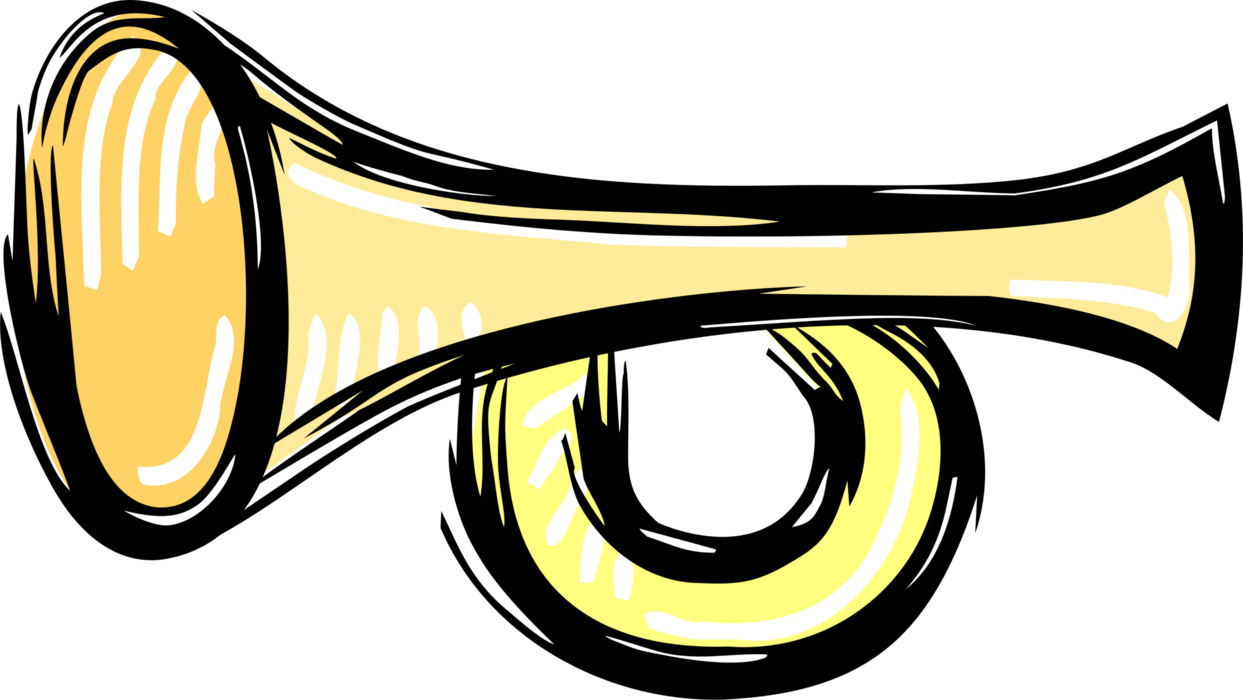 Vector Illustration of Trumpet Horn Brass Musical Instrument used in Classical and Jazz Ensembles