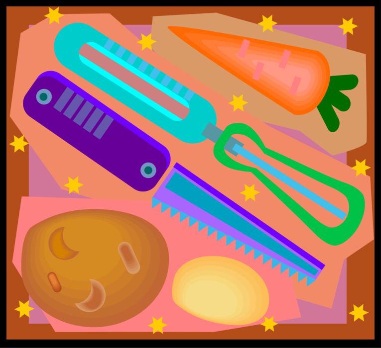 Vector Illustration of Vegetable Peelers with Potato and Carrot