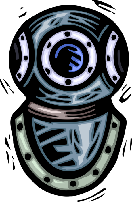 Vector Illustration of Deep Sea Diving Helmet for Surface Supplied Breathing Gas