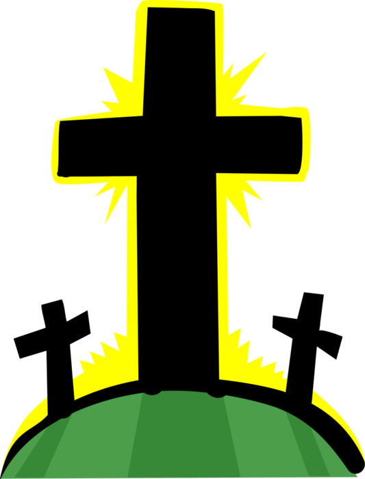 Vector Illustration of Christian Crucifix Crosses at Calvary Golgotha where Jesus was Crucified