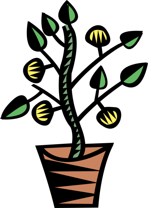 Vector Illustration of Potted Houseplant Flowering Plant