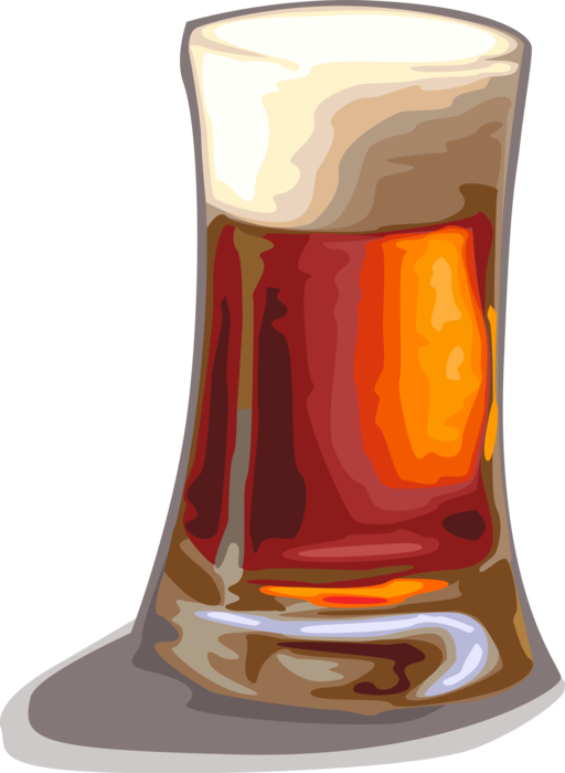 Vector Illustration of Glass of Beer Fermented Malt Barley Alcohol Beverage