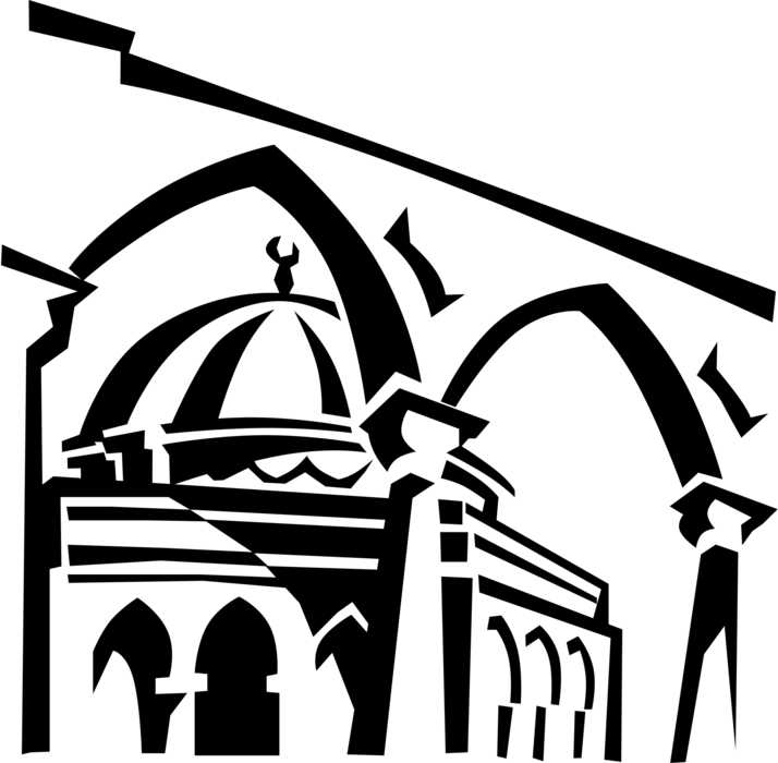 Vector Illustration of Dome of the Rock, Temple Mount in Old City of Jerusalem, Israel