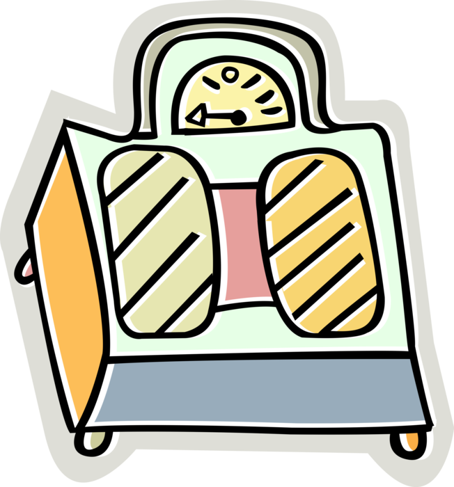 Vector Illustration of Bathroom Weigh Scale Force-Measuring Device for Weight Measurement