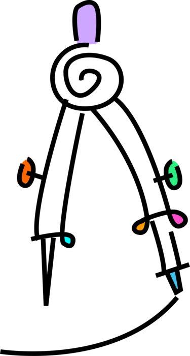Vector Illustration of Measurement Compass used in Geometry, Navigation and Drafting