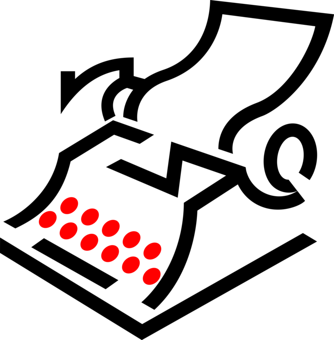 Vector Illustration of Typewriter Mechanical Machine for Writing Characters as in Movable Type Letterpress Printing