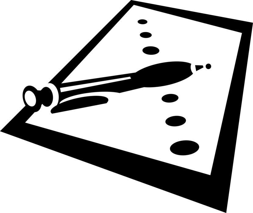 Vector Illustration of Paper Document and Pen Writing Instrument