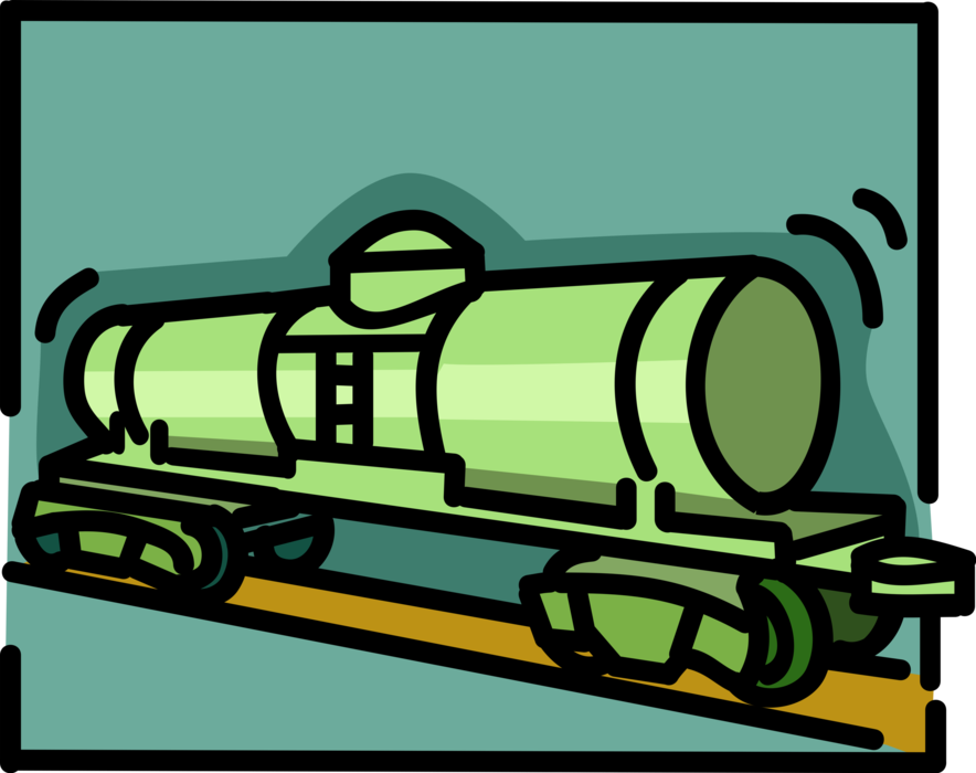 Vector Illustration of Rail Transport Locomotive Railway Train Railcar Liquid Tank Car