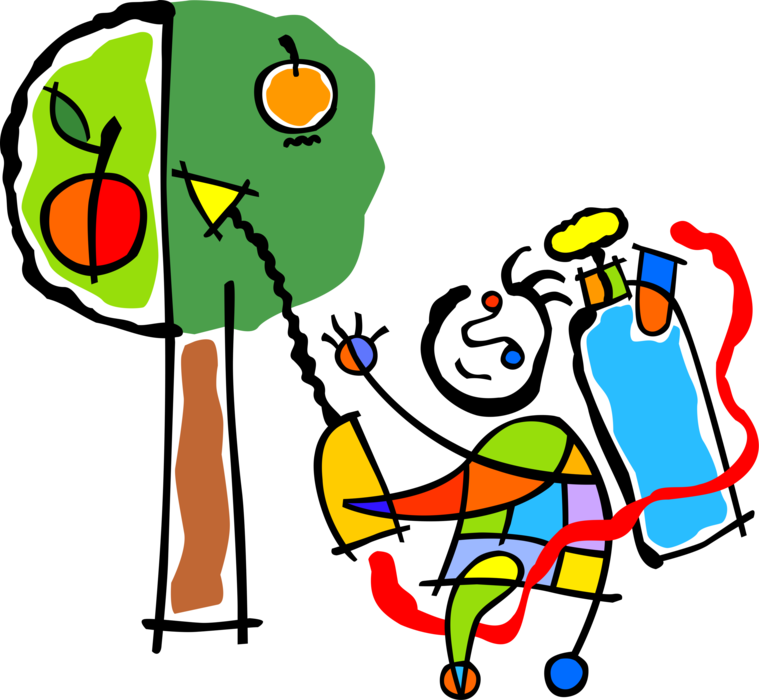 Vector Illustration of Farmer Spraying Orchard Trees with Chemical Pesticide for Pest Control Management