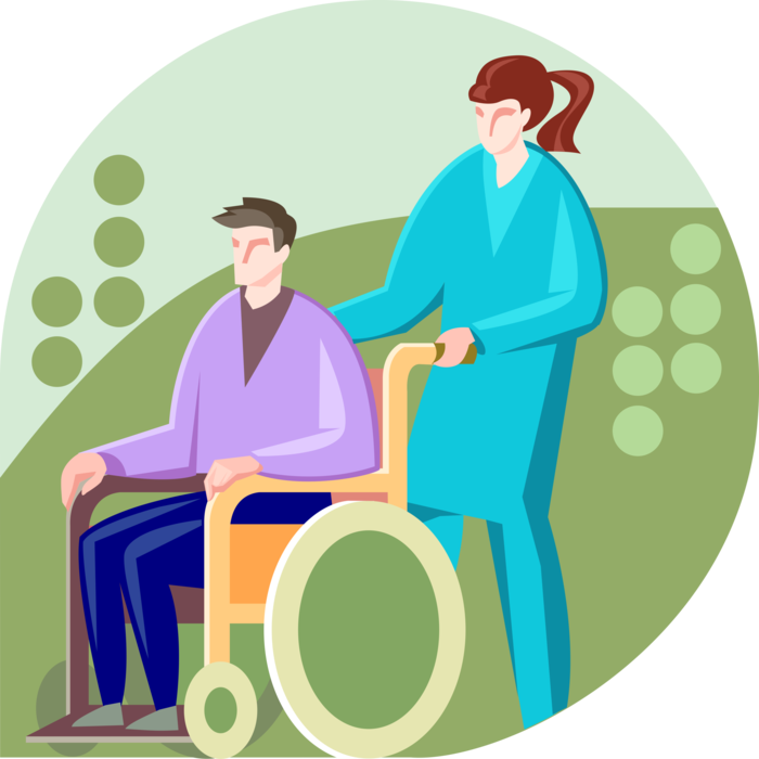 Vector Illustration of Physically Disabled Man in Handicapped Wheelchair