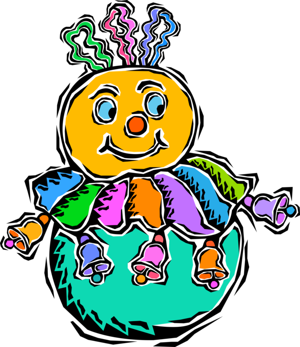 Vector Illustration of Inflatable Circus Clown Toy