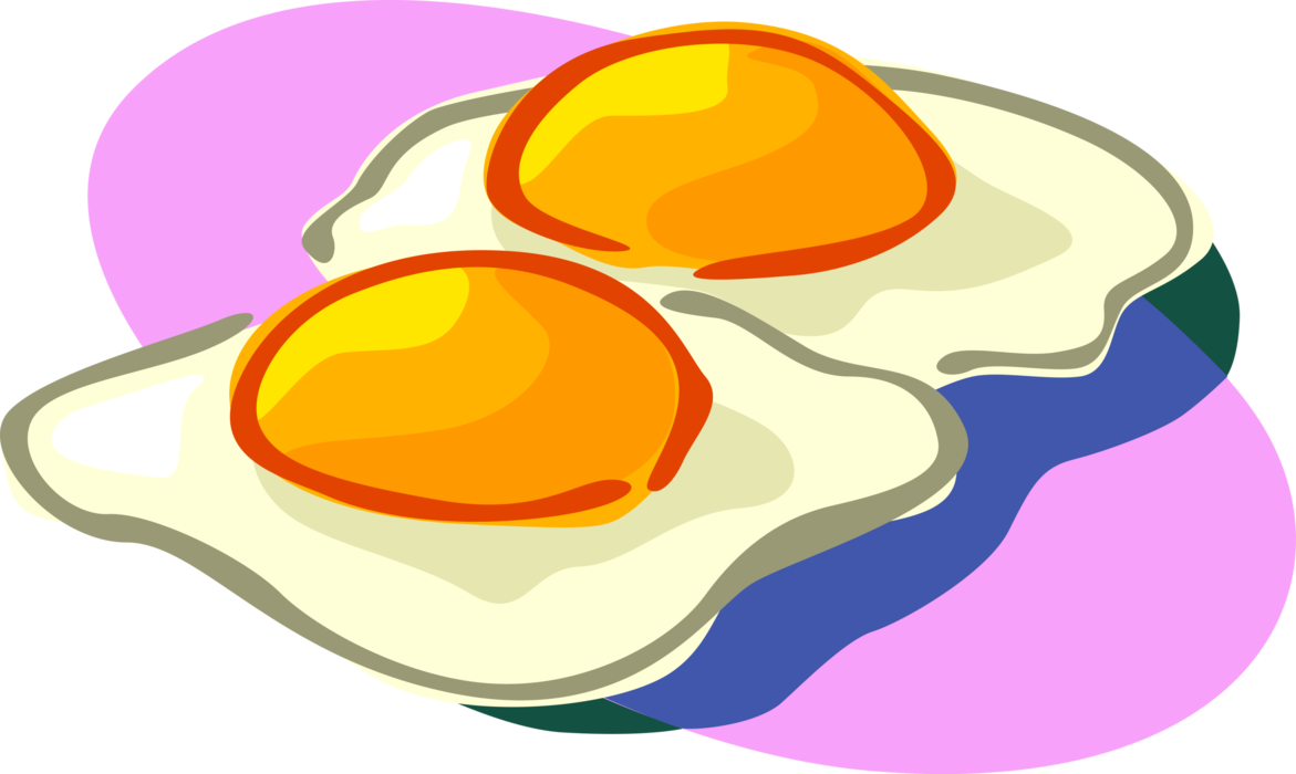 Vector Illustration of Breakfast Fried Eggs Sunny Side Up