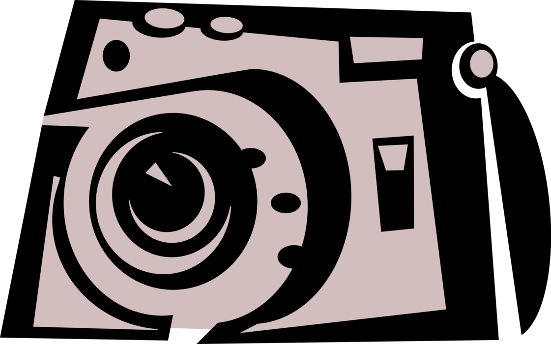 Vector Illustration of Photography Digital SLR 35mm Camera Produces Photographic Images