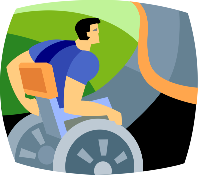 Vector Illustration of Handicapped or Disabled Wheelchair Athlete