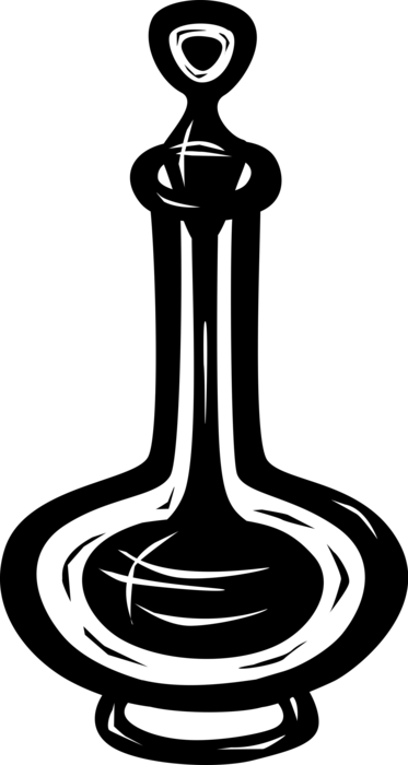 Vector Illustration of Decanter Serving Vessels for Wine Allows Wine to "Breathe"