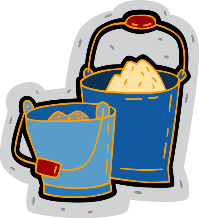 Vector Illustration of Buckets or Pails of Sand