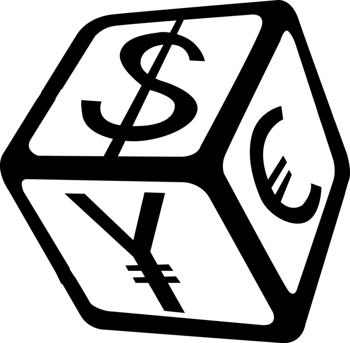 Vector Illustration of Financial Cube Concept Dollar, Euro, and Yen International Currency Markets