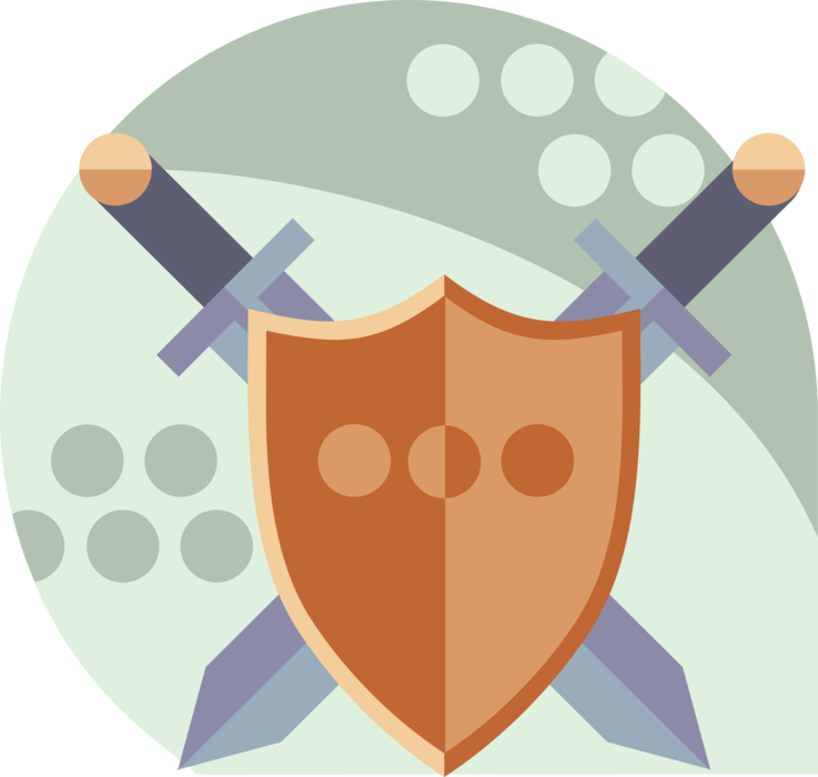 Vector Illustration of Medieval Weapon Swords and Shield