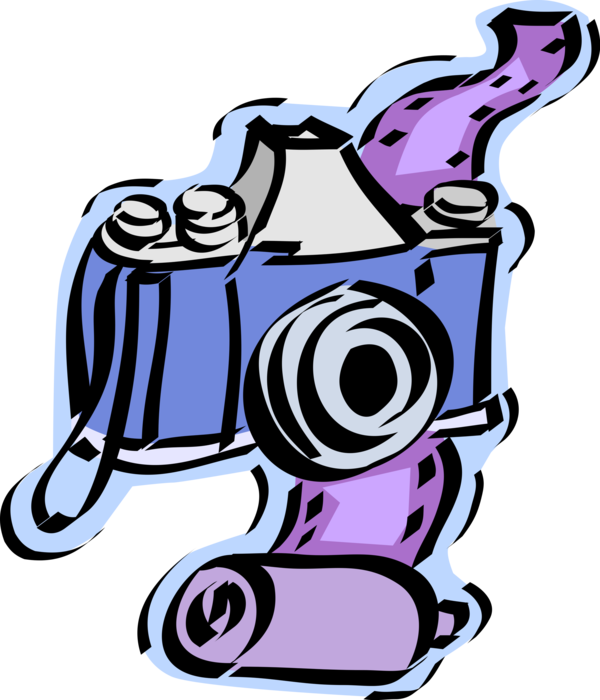 Vector Illustration of Photography Camera Produces Photographic Images with Film Roll