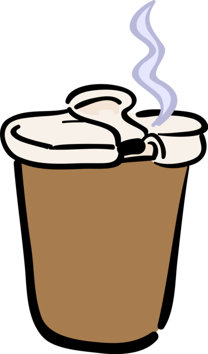 Vector Illustration of Cup of Hot Freshly Brewed Coffee Beverage Drink
