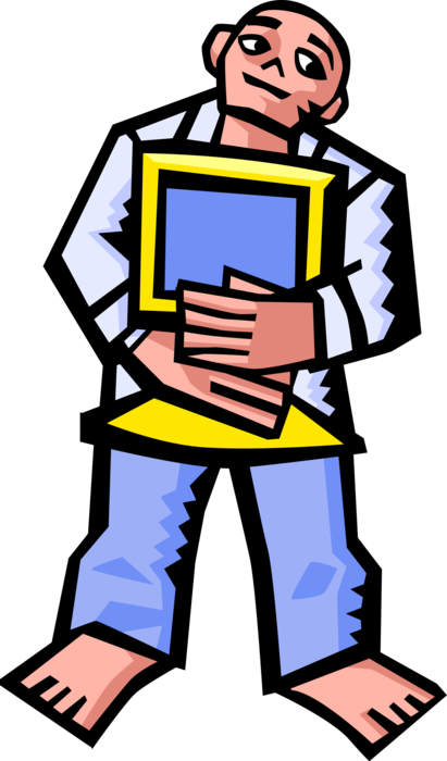 Vector Illustration of Man Embracing Personal Computer