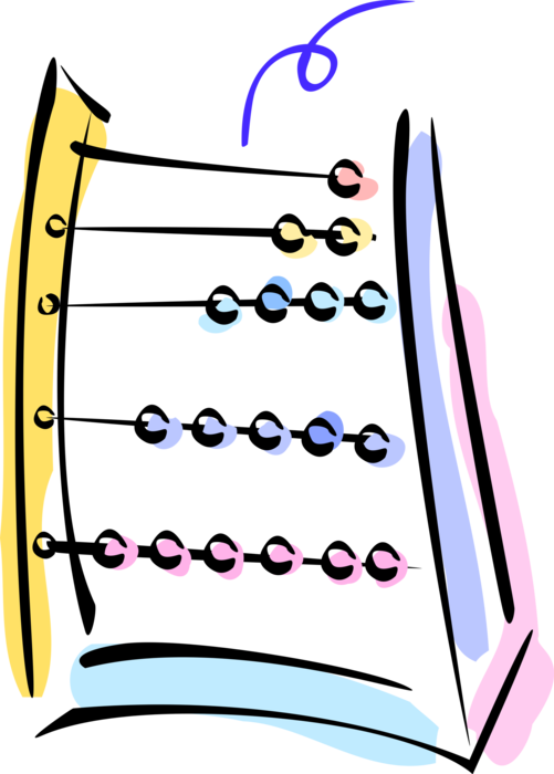Vector Illustration of Abacus Counting Bead Frame Calculating Tool