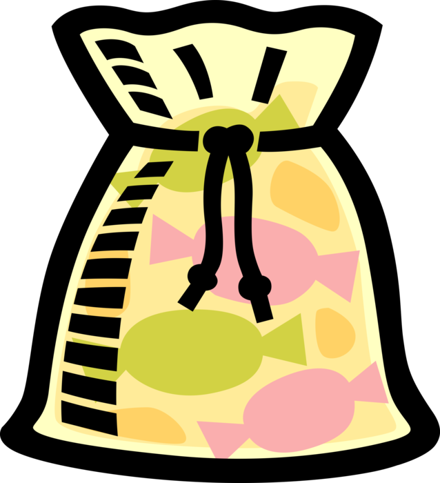 Vector Illustration of Bag of Candy Confectionery Wrapped Candies