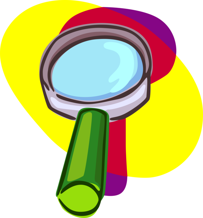 Vector Illustration of Magnification Through Convex Lens Magnifying Glass