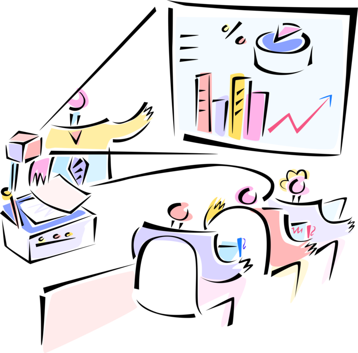 Vector Illustration of Business Boardroom Slide Presentation Meeting
