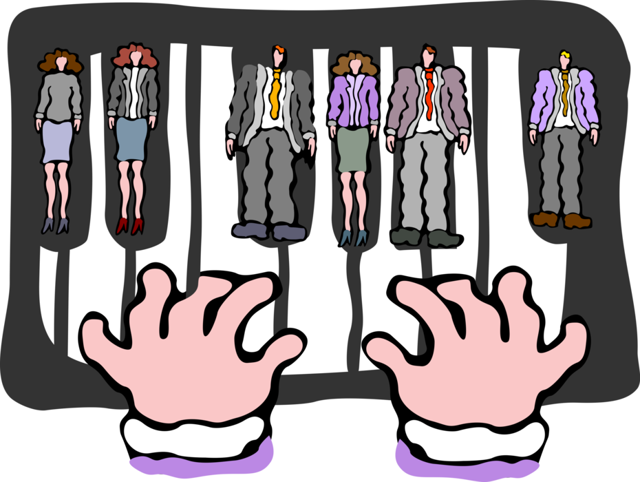 Vector Illustration of Office Workers as Piano Keys