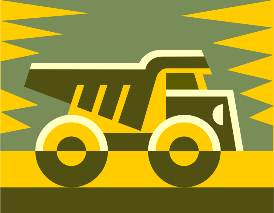 Vector Illustration of Heavy Machinery Construction Equipment Dump Truck Transports Loose Material