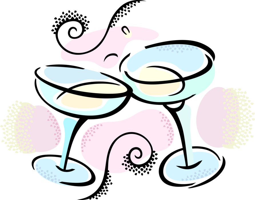 Vector Illustration of Champagne Glasses Alcohol Drink Toast in Expression of Honor or Goodwill