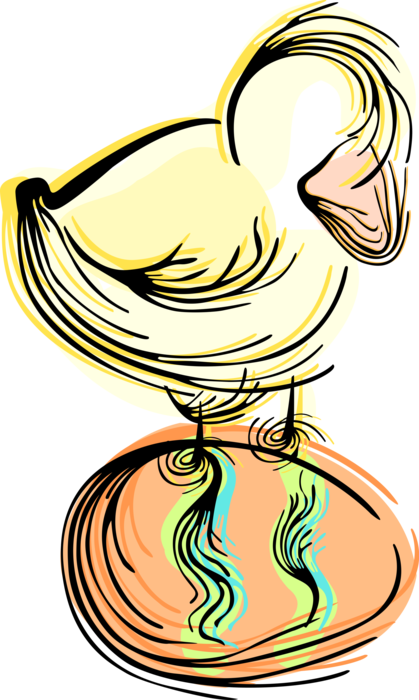 Vector Illustration of Decorated Colored Easter or Paschal Egg Celebrates Springtime and Easter Season with Chick Bird