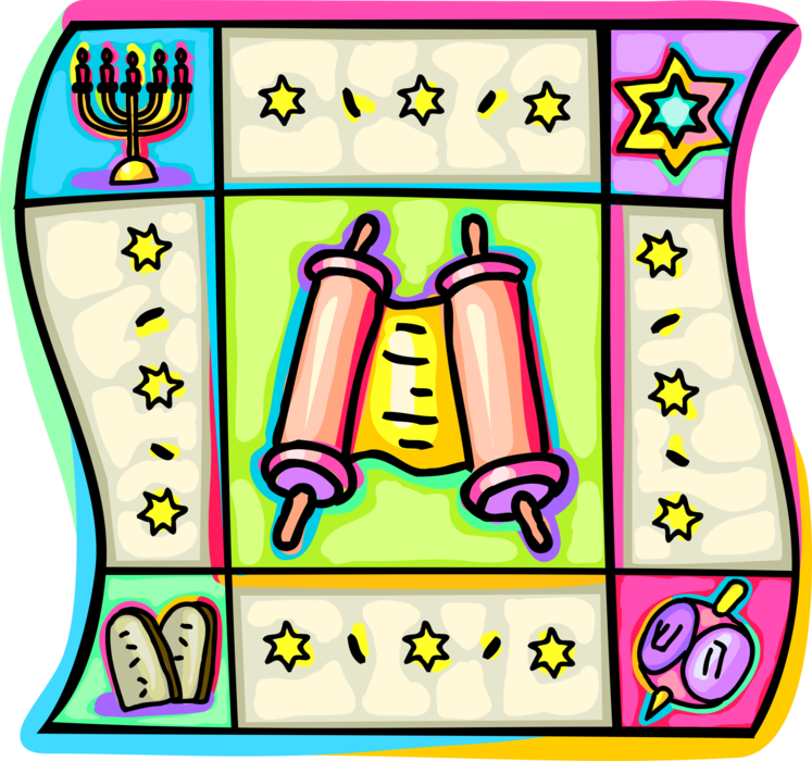 Vector Illustration of Jewish Identity and Judaism Torah or Scroll Containing Writings