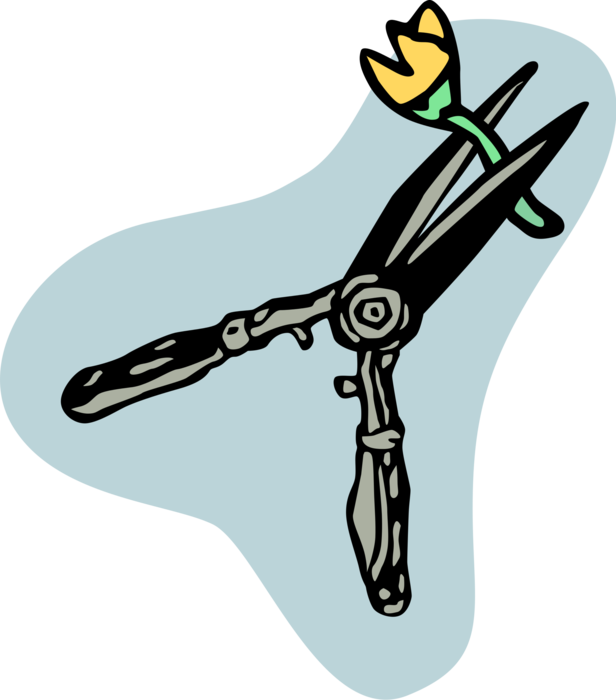 Vector Illustration of Pruning Shears Hand Tool used for Cutting Branches and Foliage