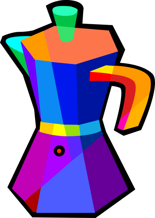 Vector Illustration of Stove-Top Moka Pot Macchinetta Coffee Pot Coffeemaker or Coffee Machine