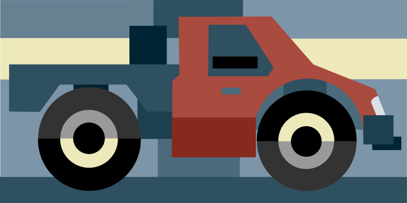 Vector Illustration of Four-Wheel Drive 4WD Four by Four Pickup Truck Automobile Motor Vehicle