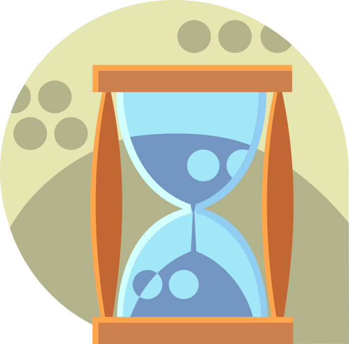 Vector Illustration of Hourglass or Sandglass, Sand Timer, or Sand Clock Measures Passage of Time