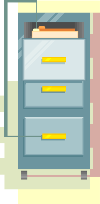 Vector Illustration of Filing Cabinet Office Furniture Stores Paper Documents in File Folders