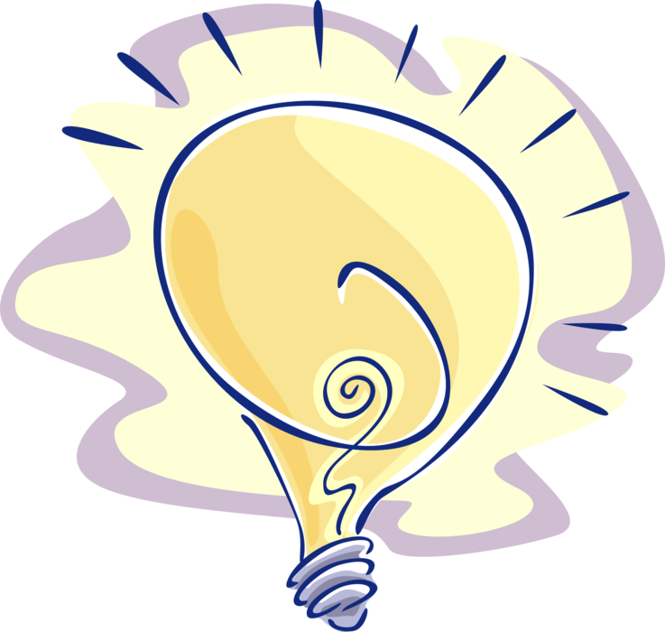 Vector Illustration of Electric Light Bulb Symbol of Invention, Innovation, Inspiration and Good Ideas