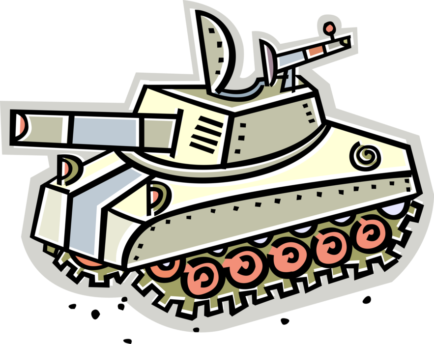 Vector Illustration of Military Tank Prepares for Battle