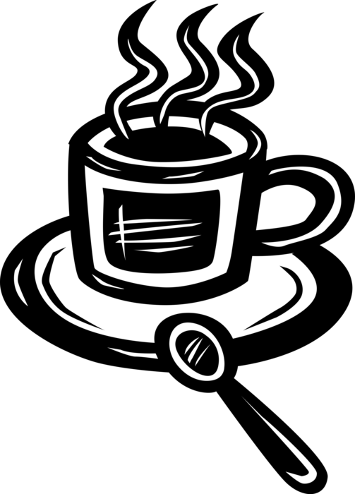 Vector Illustration of Cup of Hot Freshly Brewed Coffee Beverage Drink