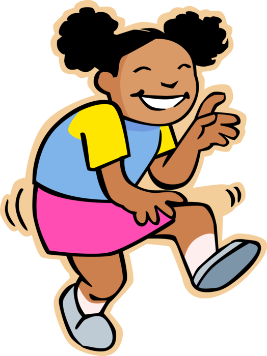 Vector Illustration of Primary or Elementary School Student Girl Dancing