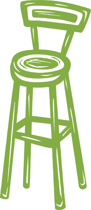 Vector Illustration of Barroom Bar Stool Chair Furniture with Four Legs Seats Single Person 