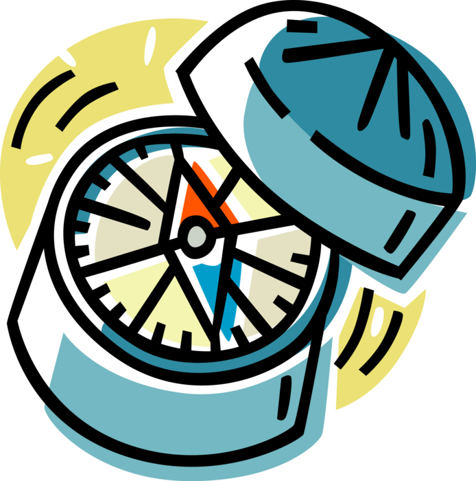 Vector Illustration of Magnetic Compass for Navigation and Finding Direction Points to "Magnetic North"